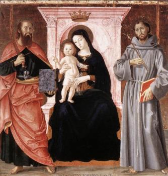 安東尼亞佐 羅馬諾 Madonna Enthroned with the Infant Christ and Saints